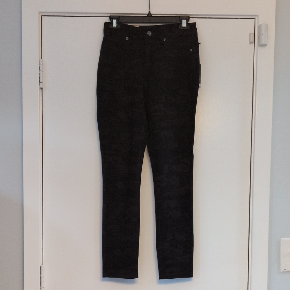 Oat New York Black Camo Camouflage Skinny Ankle Stretch Pants Size 27 New w/Tags